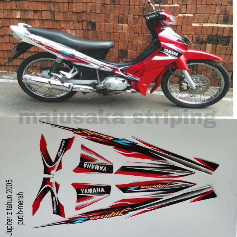 striping Jupiter z 2005 merah putih / stiker Jupiter z 2005 putih merah