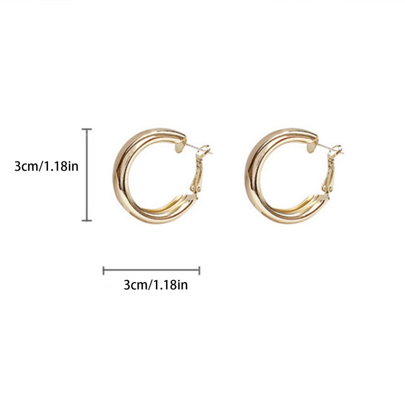 Fancyqube Golden Anting Hoop Besar Anting Hoop Geometri Korea Anting Logam Untuk Wanita Perempuan Retro Drop Earrings