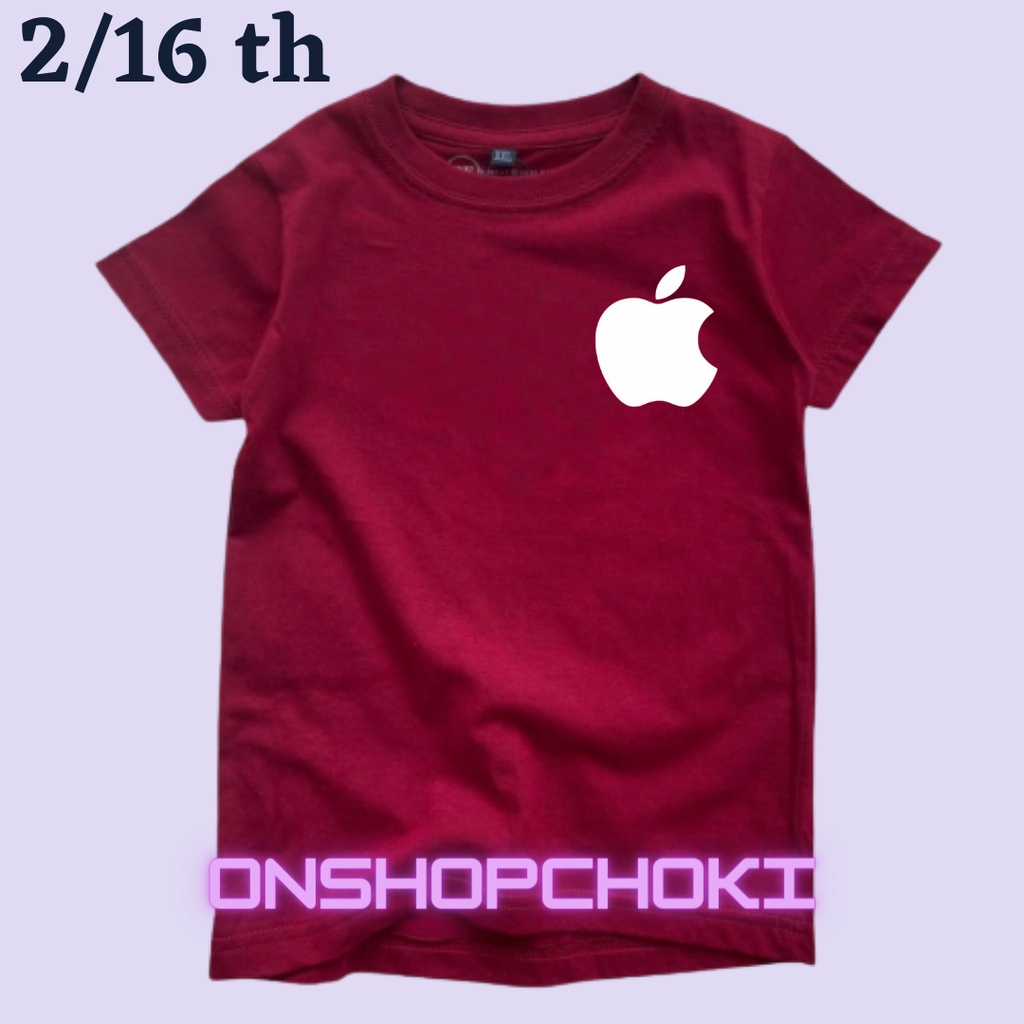 Kaos Anak LOGO &lt;APPEL&gt; Ideal Usia 2-16th Unisex Cowok/Cewek Kaos Oblong Anak Pakaian Anak