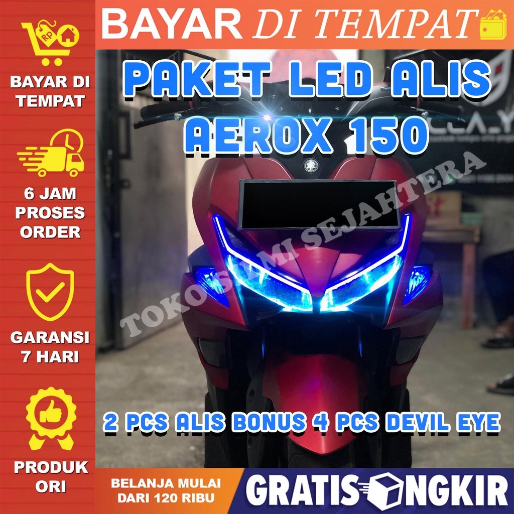 FULLSET LAMPU ALIS AEROX 150 BONUS EYE TIDAK BERBINTIK LAMPU HEADLAMP AEROX LAMPU VARIASI AEROX LAMP