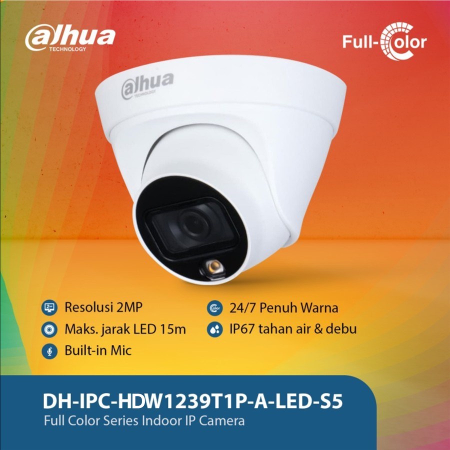 DAHUA EyeBall Full Color Indoor IPC-HDW1239T1-A-LED-S5 IP Camera 2MP
