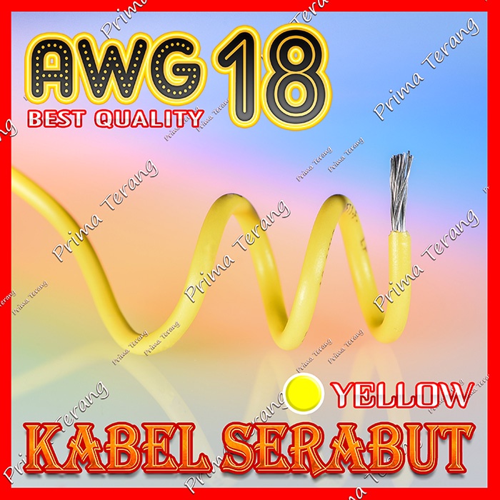 Kabel Eceran Kuning AWG18 Ecer AWG 18 Serabut Yellow @10 Cm