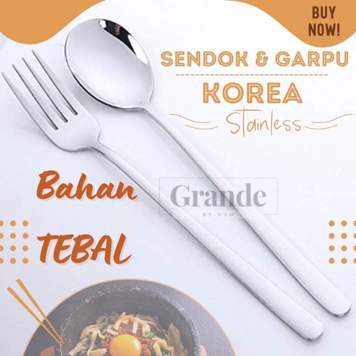 Sendok makan Korea STAINLESS Sendok korea panjang Gepeng Tebal