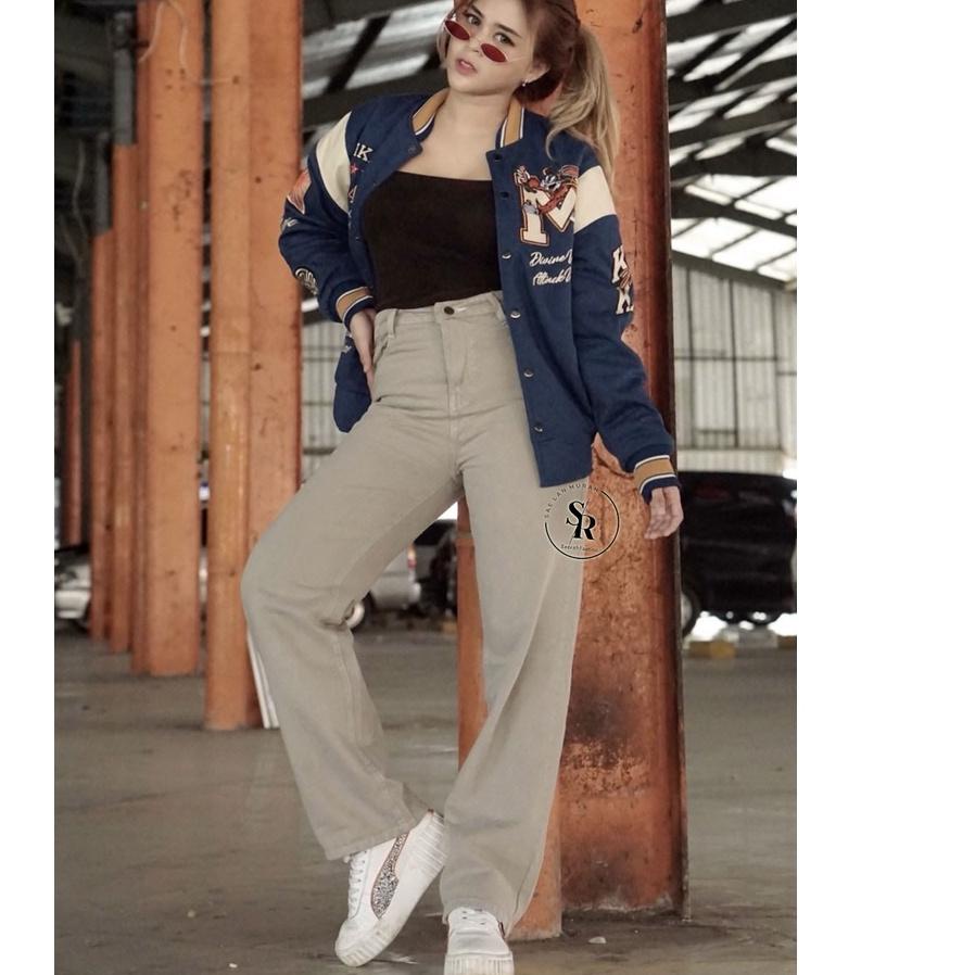Ready Stock celana panjang highwaist kulot jeans latte/kulot jeans cream/kulot wanita