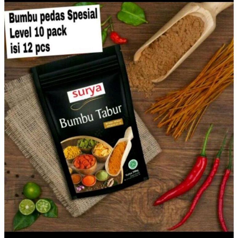 

Bumbu tabur pedas level 10 isi 12 pack