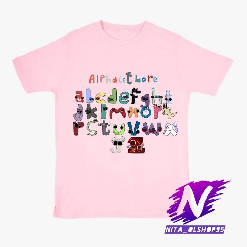 baju anak kaos anak alphabet lore A B C D E F G H I J K L M N O P Q R S T U V W X Y Z