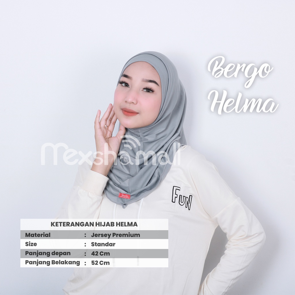 Hijab Bergo Helma/Jilbab Instan Sport Jersey Premium/Hijab Masker Headset Sporty