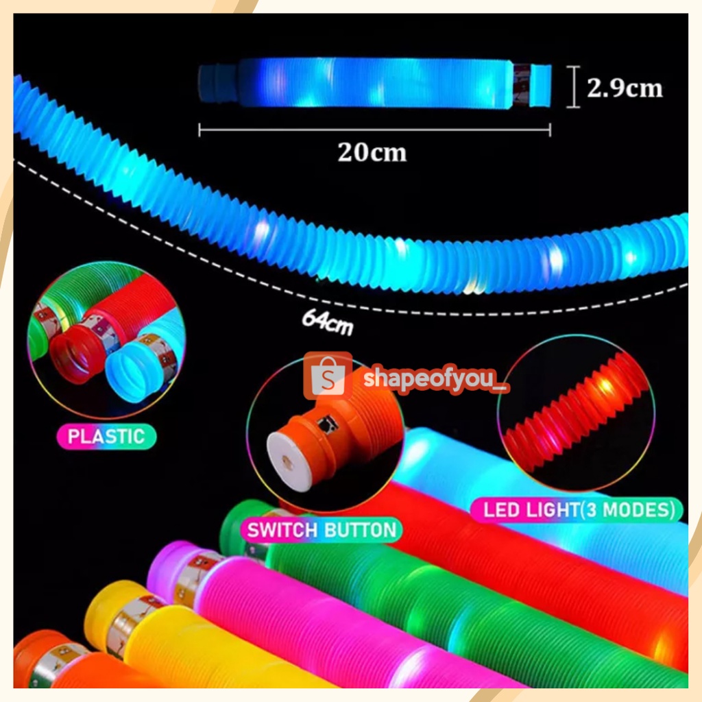 Mainan Viral CEV Light Up Pop Tubes Pop Pipes Mainan Lampu Stick Pipa Selang Fidget Toy