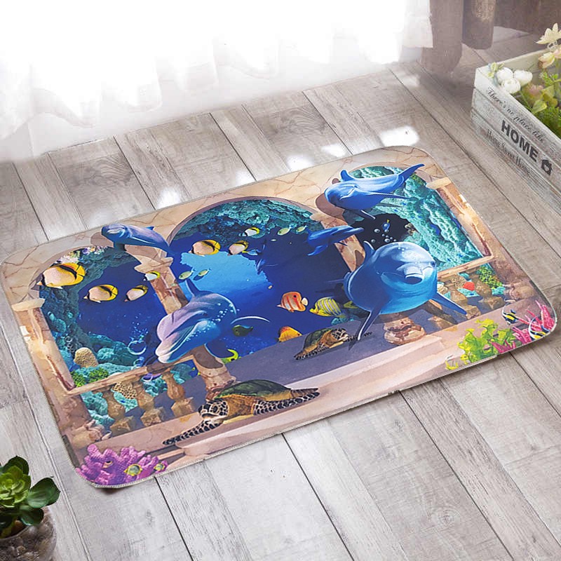 (Serba Serbi)Alas Lantai Kamar Mandi Anti Slip 3D Deep Blue Sea Series /Keset Kaki Kamar Mandi Anti Bau Anti Bakteri Bebas Kuman