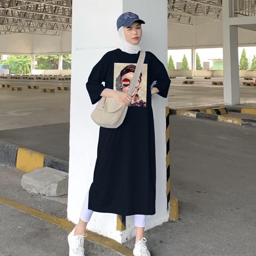 BAJU DRESS OVERSIZE TUNIK PREMIUM DTF CEWEK BANDO / DIGITAL PRINT