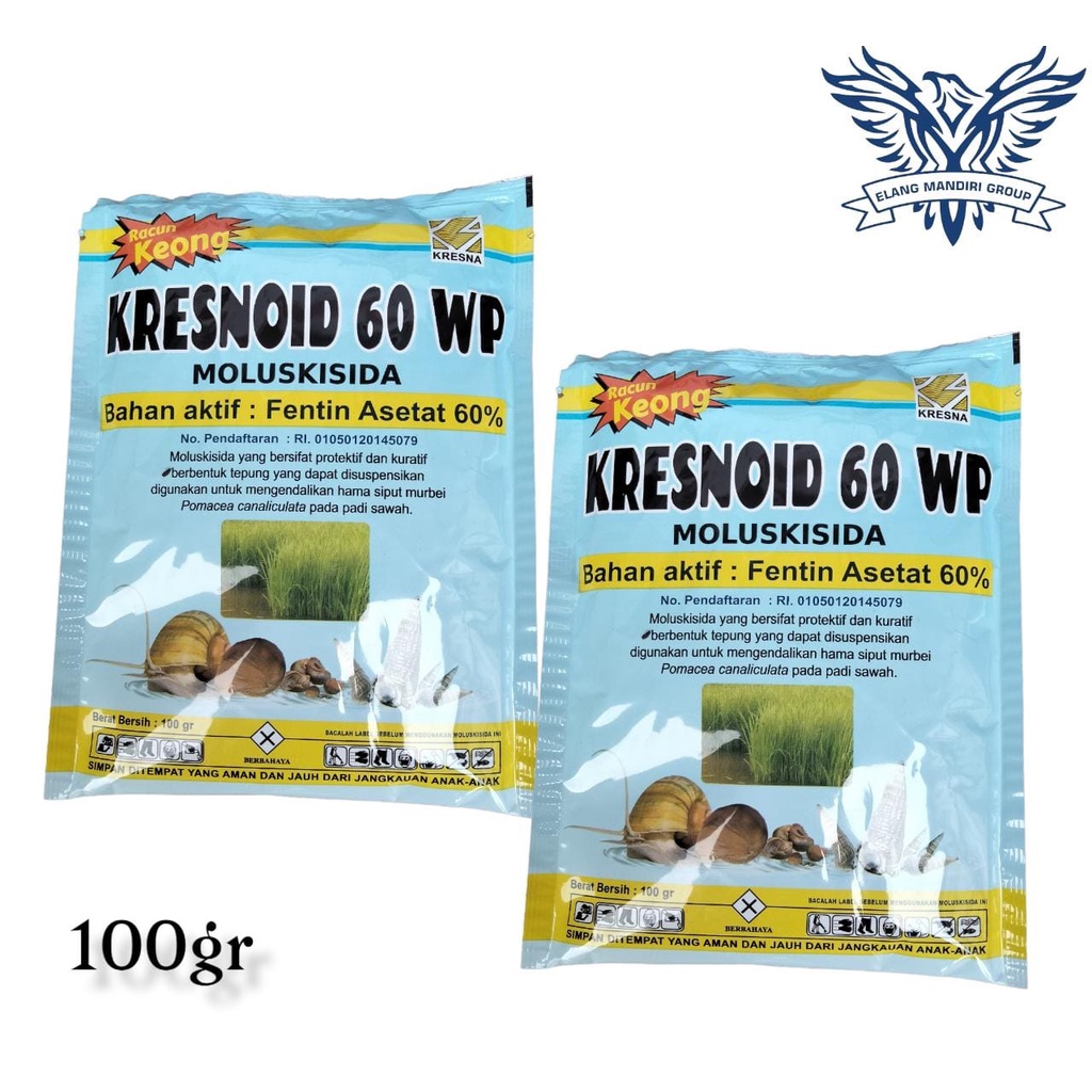 RACUN KEONG KRESNOID 100GR 60 WP RACUN SIPUT Bahan Aktif : Fentin asetat 60%