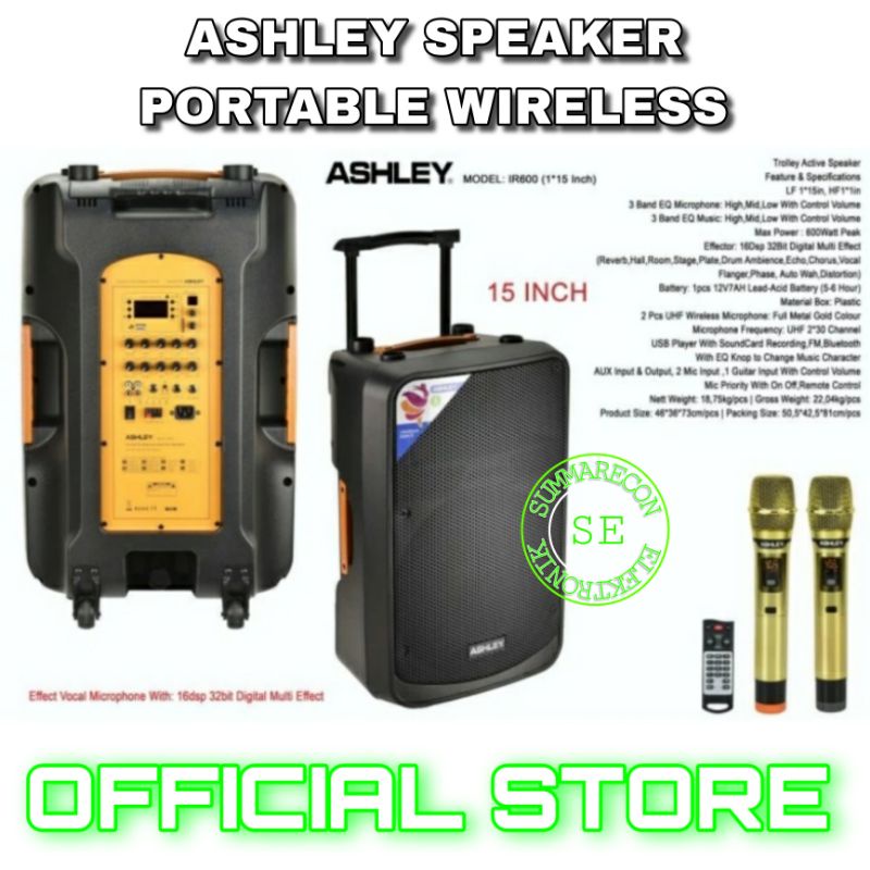 speaker portable 15 inch original ashley ir600 speaker karaoke 15 inch bluetooth mp3