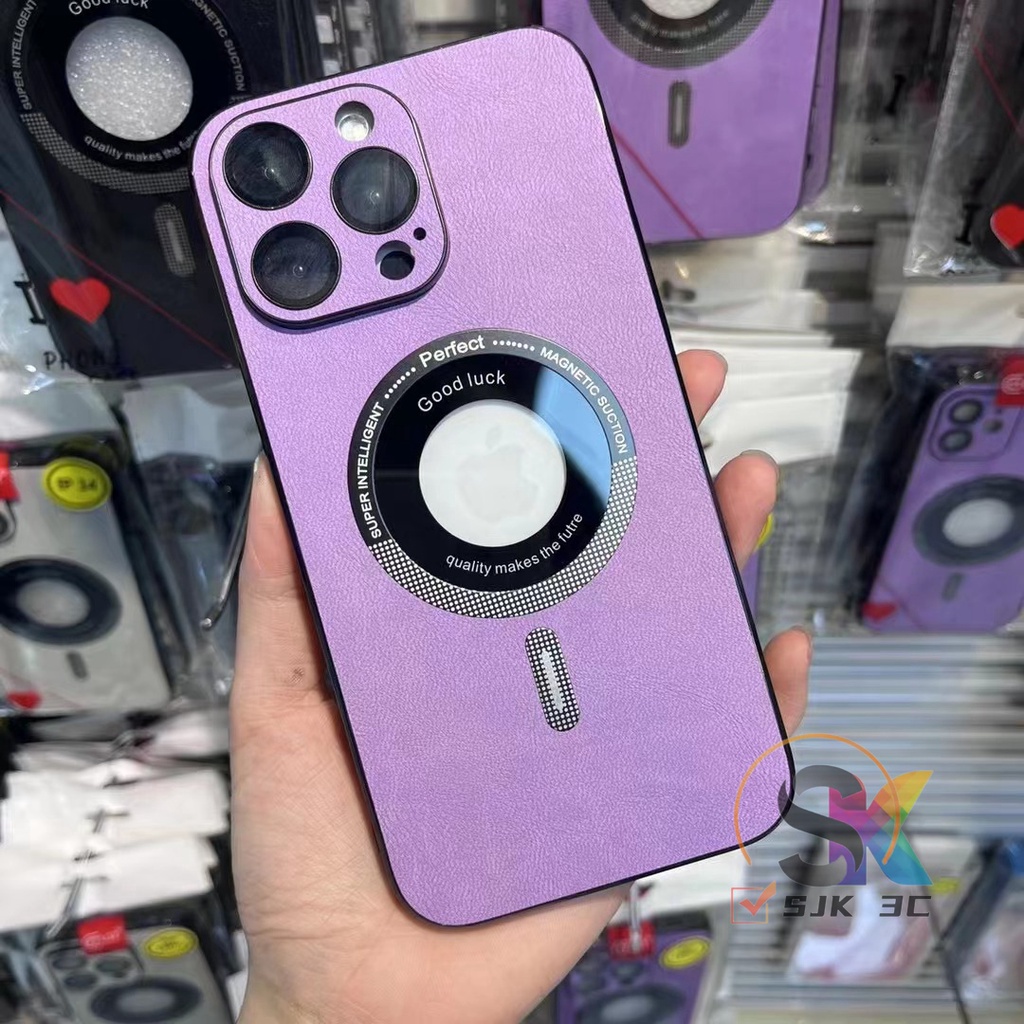 Casing magnet Kulit Mewah Untuk iPhone12 13 14 Pro Max Dengan film Pelindung Lensa13 Pro Max Canggih matte anti-Sidik Jari hard shell Perlindungan anti Jatuh