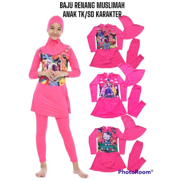 Baju renang Anak perempuan muslimah anak tanggung karakter