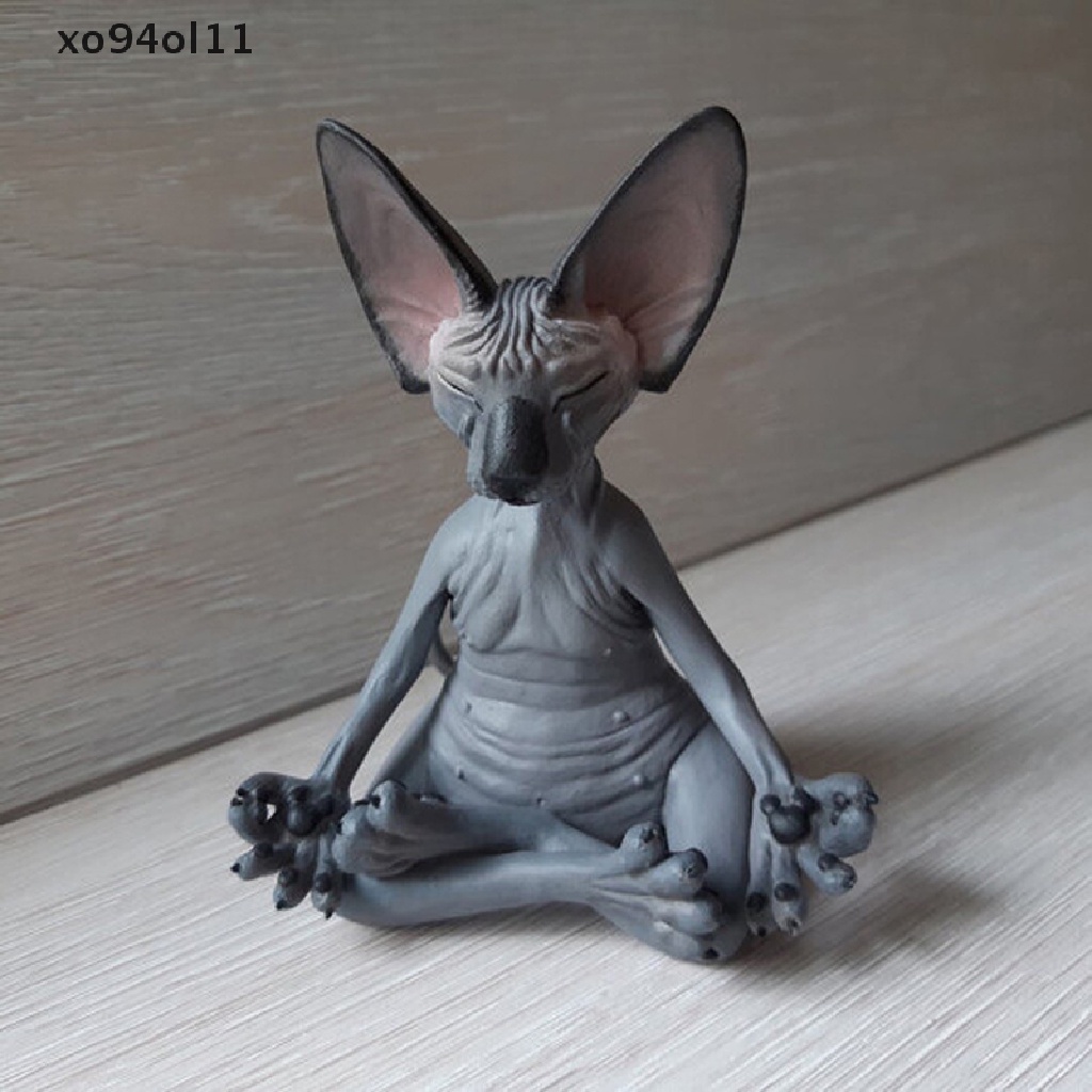 Xo Sphynx Kucing Meditate Koleksi Patung Miniatur Buatan Tangan Dekorasi Hewan Mainan OL