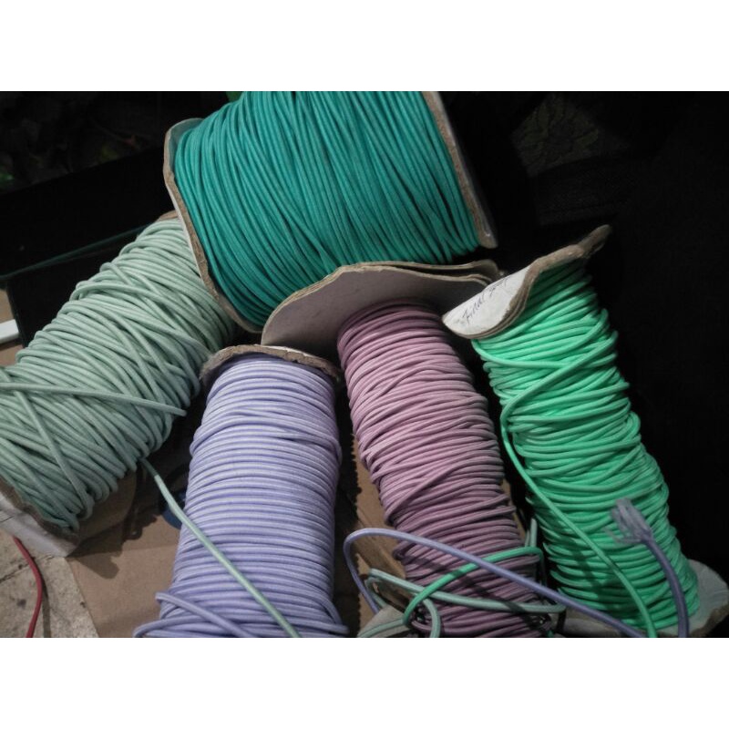 (WARNA PASTEL) 2mm TALI STRING KARET ELASTIS FRAME TENDA JAKET