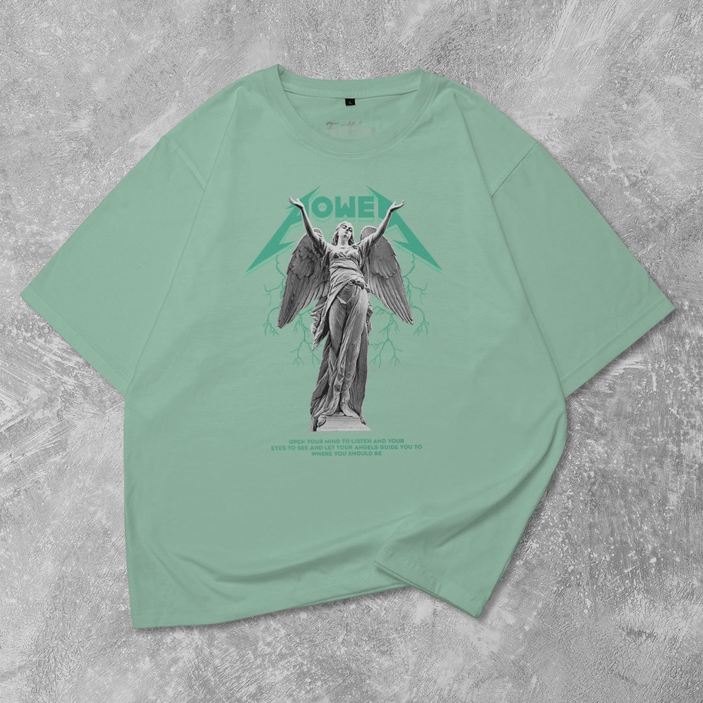 Fortglass Angel Power Kaos Oversize T-Shirt Cowok Premium