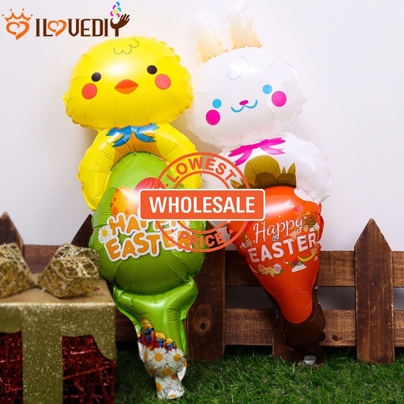 [Harga Grosir] Balon Bentuk Ayam Kelinci Main Mainan Anak Kekinian Balon Foil Tiup Aluminium Happy Easter Atmosphere Ornament Keluarga Sekolah Festival Dekorasi Props