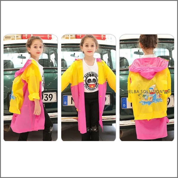 Jas Hujan Anak TK SD 4 5 6 7 8 Tahun Laki Laki Perempuan Mantel Hujan Model Terusan Motif Karakter Kids Rain Coat