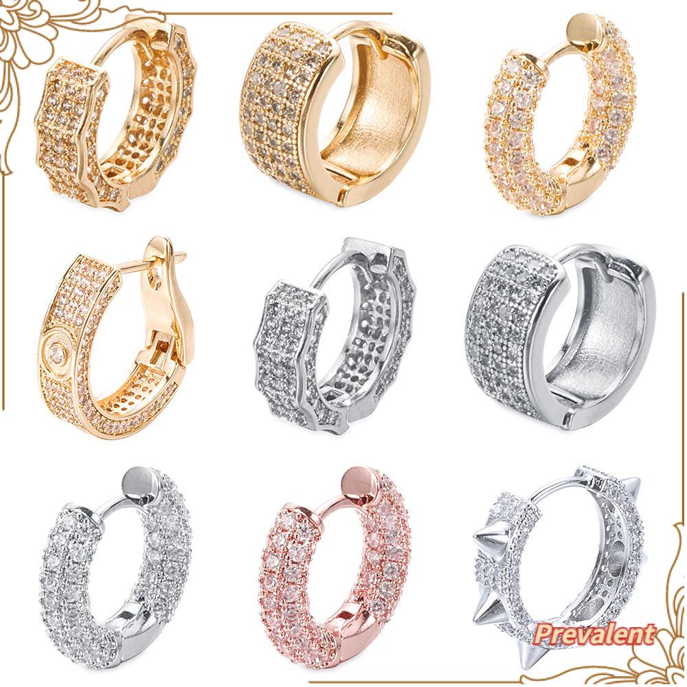 Preva Full Zirkon Anting Wanita Pria Helix Cartilage Tragus Cubic Zirconia Huggie Hoop Earring Hoop Menjuntai Ear Stud