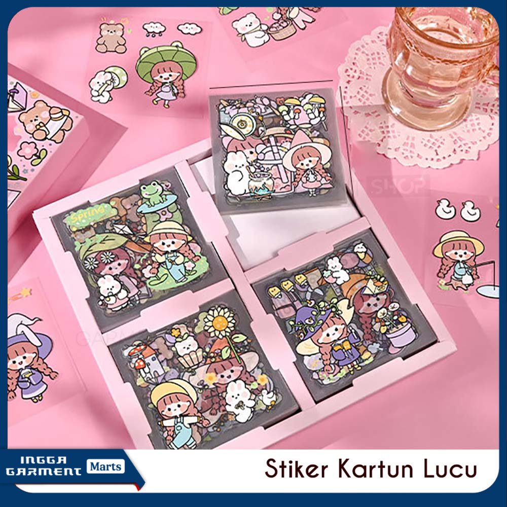 

Stiker Buku Diary Motif Kartun Korea Botol Minum Waterproof Handbook Scrapbook DIY Box Isi 100 Lembar