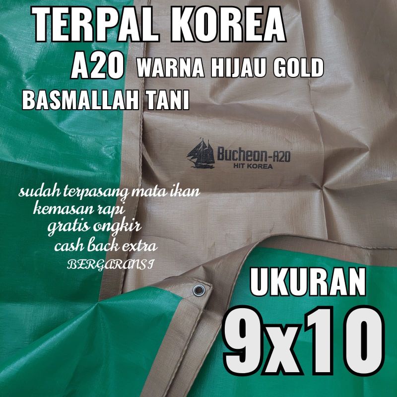 Terpal KOREA A20 Warna Hijau Gold ukuran 9x10 meter merk TRECK