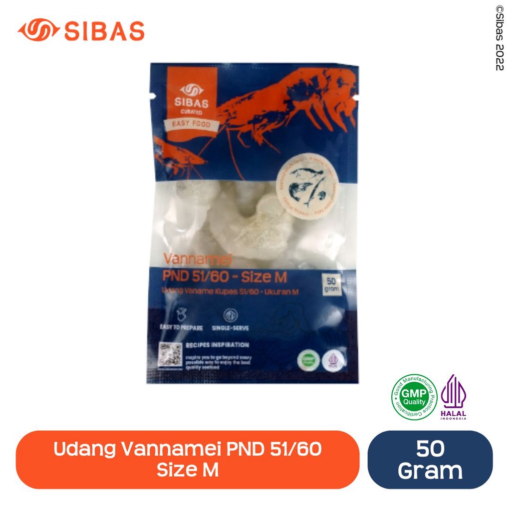 

Sibas - Udang Vannamei PND 51/60 - Size M / Udang Kupas Frozen / Udang kupas tanpa kepala
