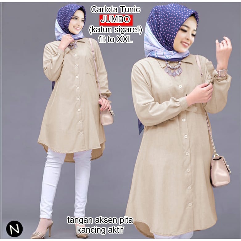 PIK - Tunik Carlota Jumbo - XL (61178), XXL (64157), 3XL (67151)/ TUNIK WANITA JUMBO / ATASAN WANITA JUMBO/ PAKAIAN MUSLIM