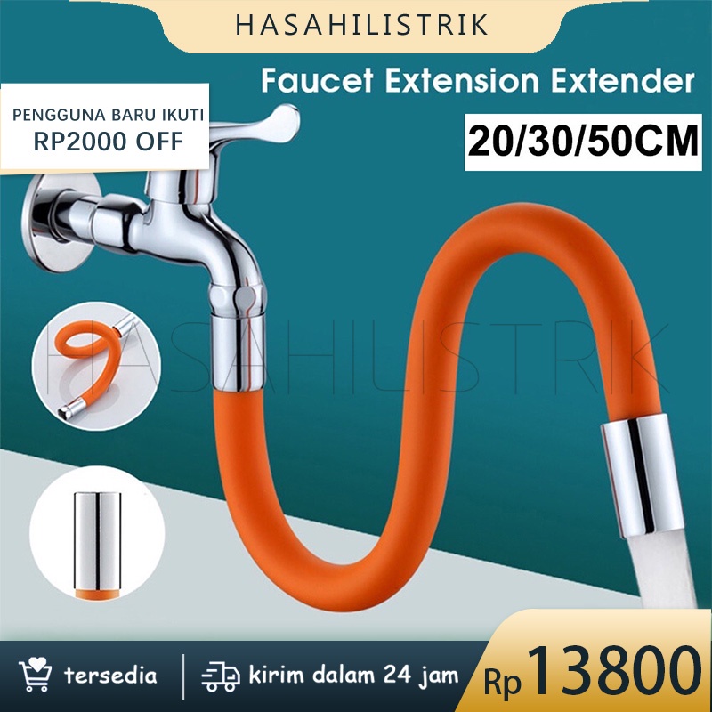 Selang Flexible 360 Derajat 20CM 30CM 50CM Ekstensi Keran Air Universal 1/2 Inch Pipa Kran Fleksibel Pipa Arah Otomatis