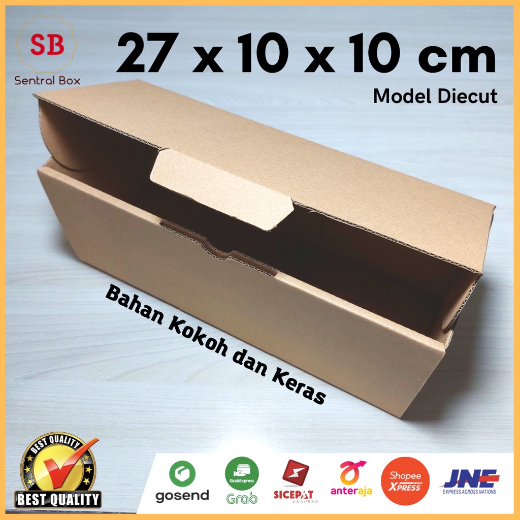 

( Min.order 5 pcs ) Kardus 27 x 10 x 10 cm......Die cut ( pembelian di atas 10 pcs harganya lebih murah)