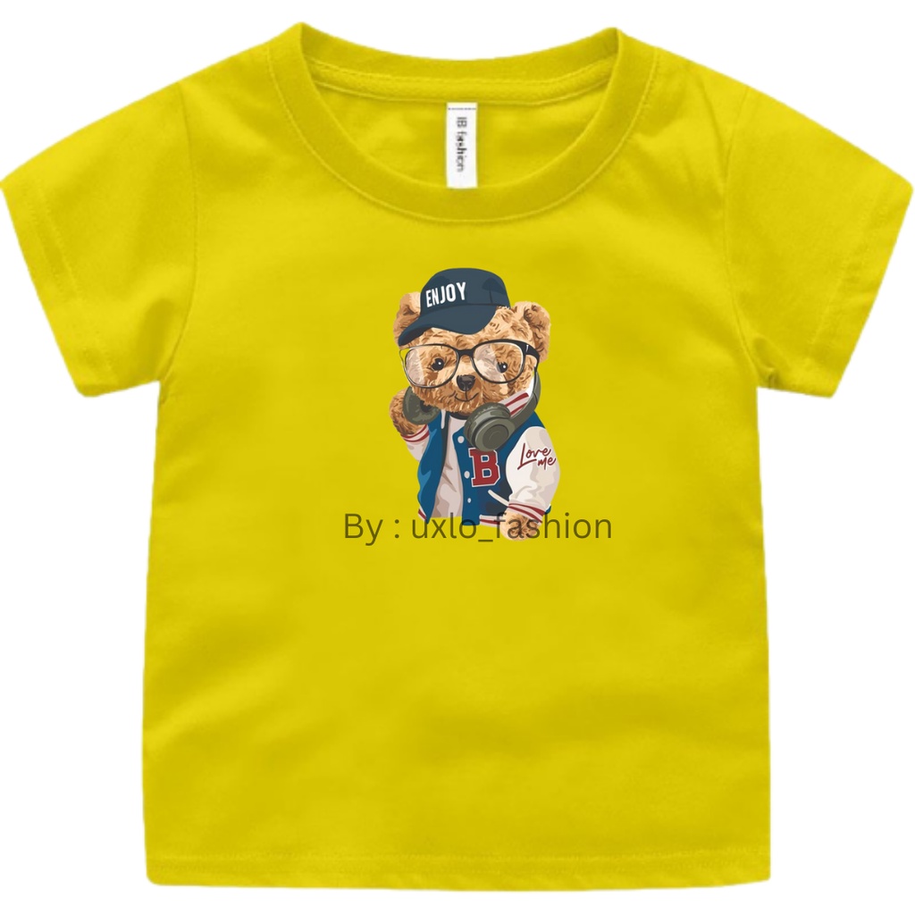 BAJU KAOS ANAK PEREMPUAN DAN LAKI MURAH MOTIF BEAR LUCU BERUANG ENJOY UMUR 2 3 4 5 6 7 8 9 TAHUN UXLO FASHION