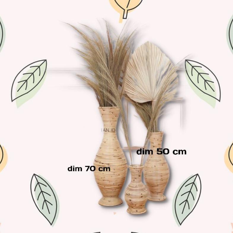 vas rotan tinggi/pot rotan bunga 70 cm