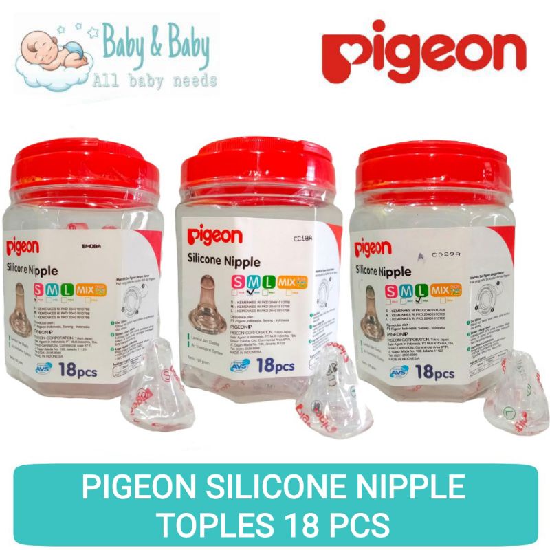 PIGEON Dot Silicone Nipple Toples S M L (18 Pcs)