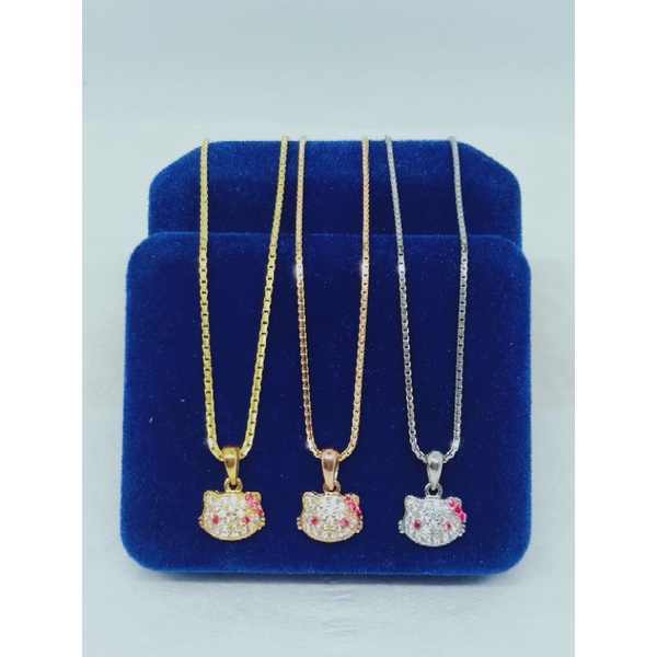 kalung anak rantai itali santa+liontin hello kitty mp/perak asli silver 925 lapis emas/perhiasan fashion wanita terbaru