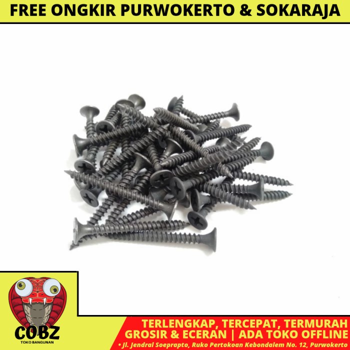 #6 x 1 1/2IN / NM Sekrup Gypsum Screw Plafon Board GRC Hitam Ecer Biji