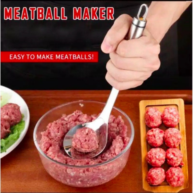 COD - SM88-Cetakan Bakso Premium Meat Mold Sendok Pembuat Bakso Stainless Steel Hand Press Meatball