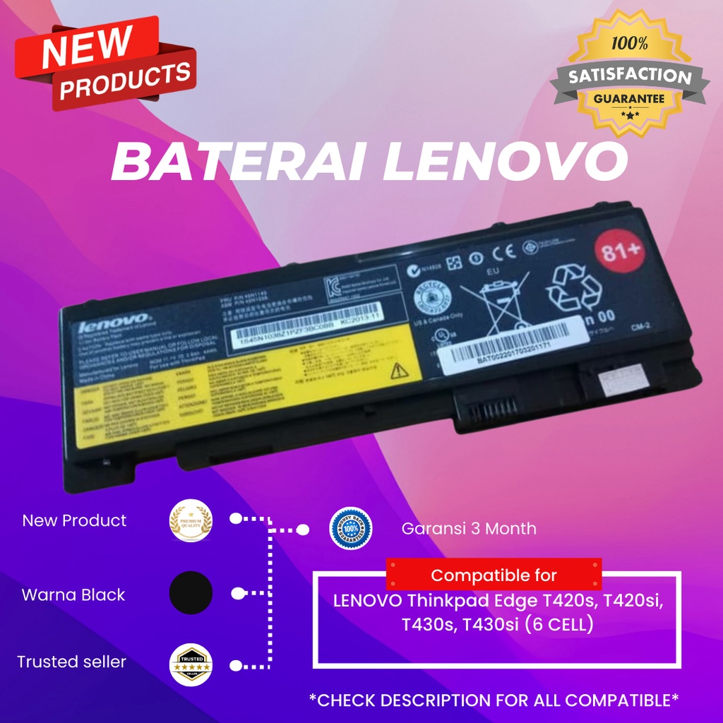 Baterai Laptop Lenovo ThinkPad Edge T420s T420si T430s T430si OEM