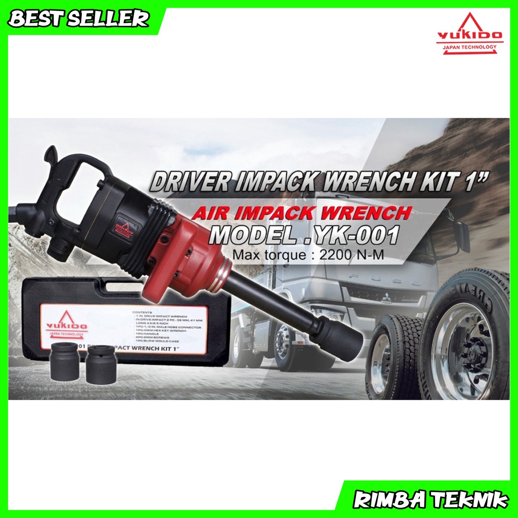 YUKIDO YK-001 Air Impact Wrench 1 Inch / Alat Pembuka Baut Roda Truck - Alat Buka Baut Angin Yukido Japan Technology