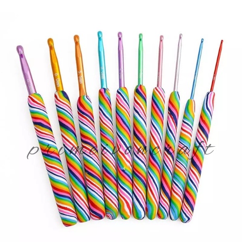 Hakpen/ crochet hook handle karet RAINBOW SET HK234