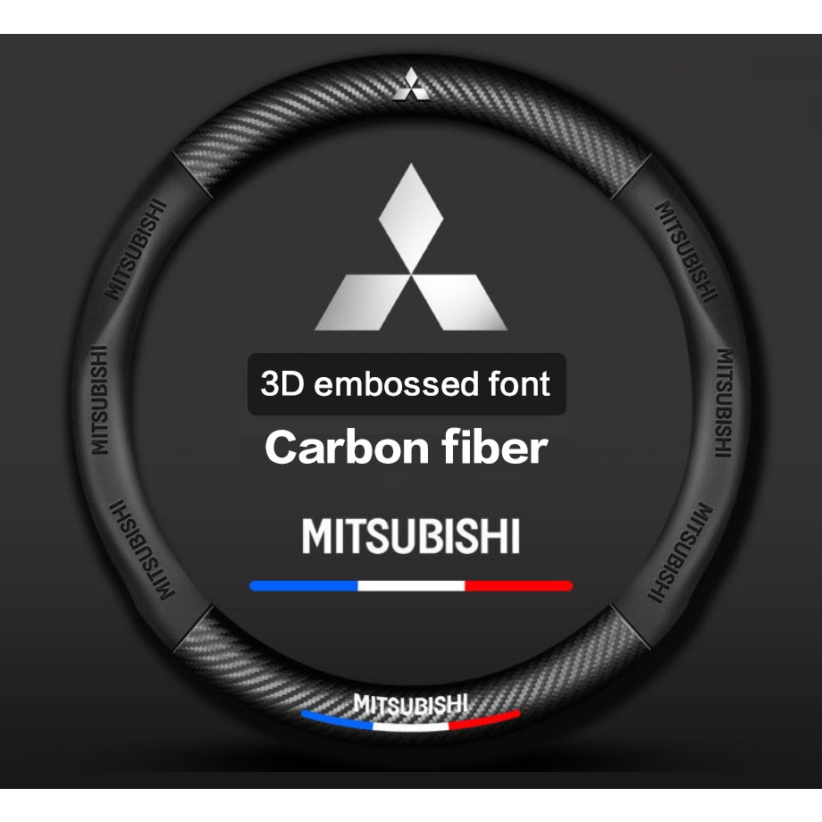 Untuk Mitsubishi Carbon Fiber Steering Wheel Cover Untuk Triton Outlander Mirage ASX Lancer EVO PAJERO GRANDIS GALANT Xpander