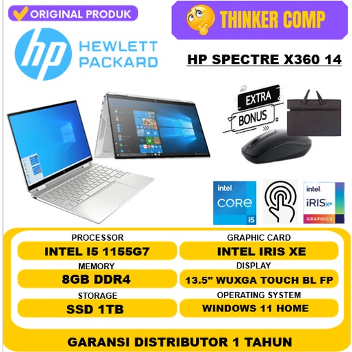 LAPTOP TOUCSHCREEN HP SPECTRE X360 14 INTEL i5 GEN 12 RAM 16GB 1TB SSD IRIS XE WUXGA IPS