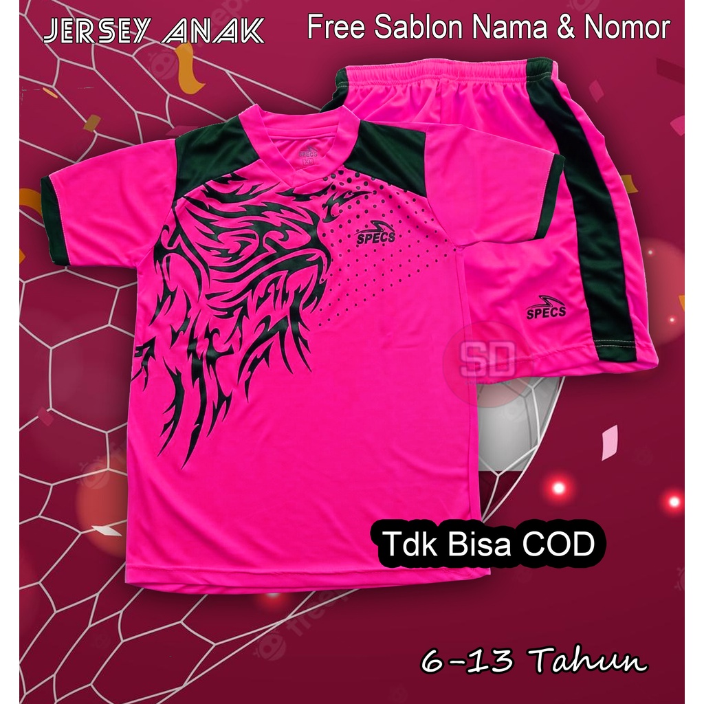 Jersey Baju Anak Laki Laki Perempuan 6-13 Tahun Free sablon Nama dan Nomor Punggung