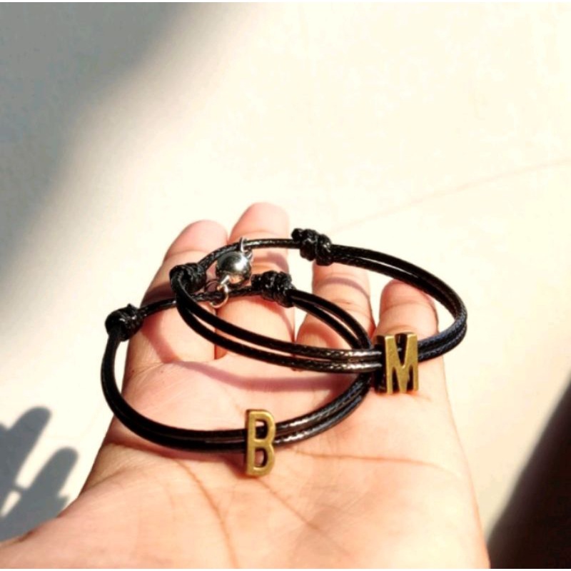 { COUPLE} Gelang Request Huruf Vintage Magnet | Gelang Couple Magnet