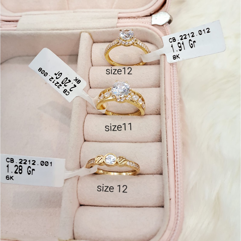 Cincin model solitaire mata putih kadar 375 8k wanita dewasa