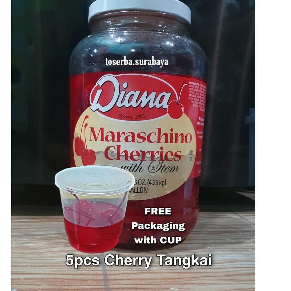 

CHERRY Merah Tangkai DIANA (Per 5pcs) Buah Ceri GOOD QUALITY - FREE CUP Packaging ㅘ