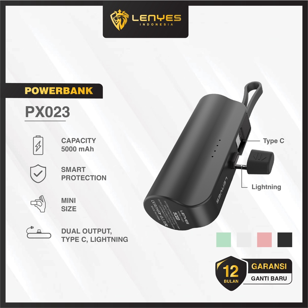 Foto LENYES PX023 5000mAh Mini Powerbank 2 Conector Options With Stand Of Power Bank
