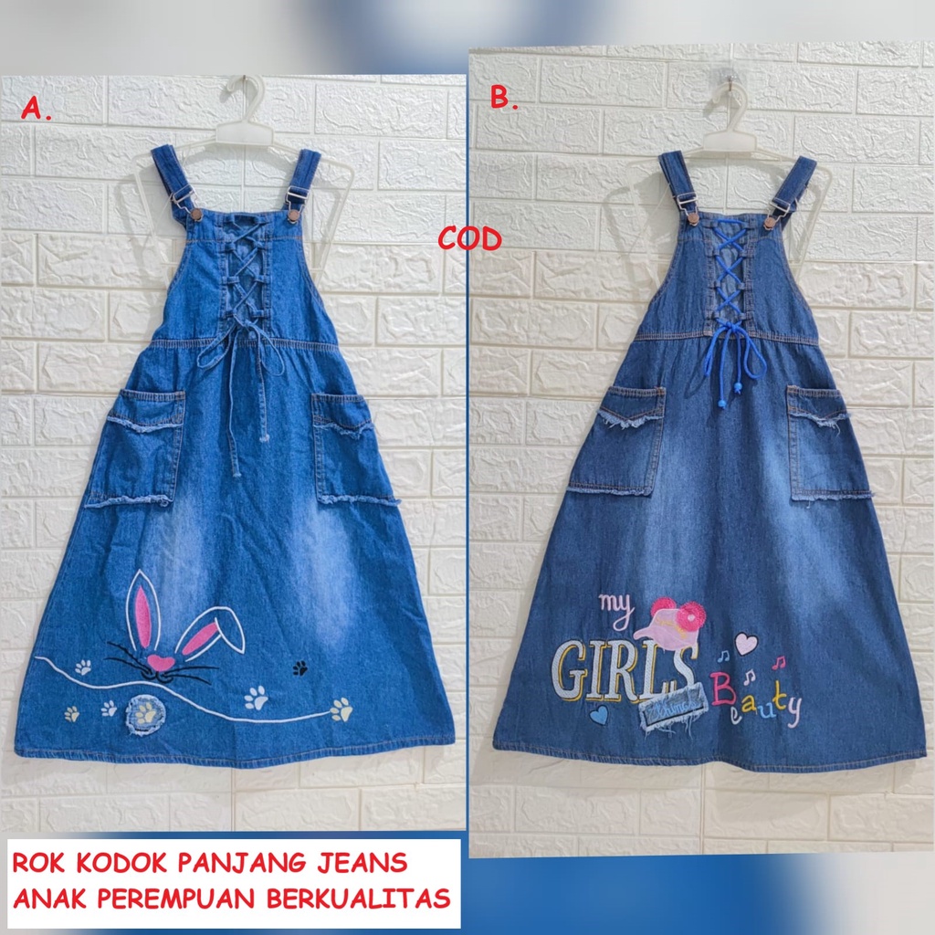 overall/rok kodok panjang jeans anak perempuan berkualitas tinggi/ wearpack jeans anak/ RKPJ tali