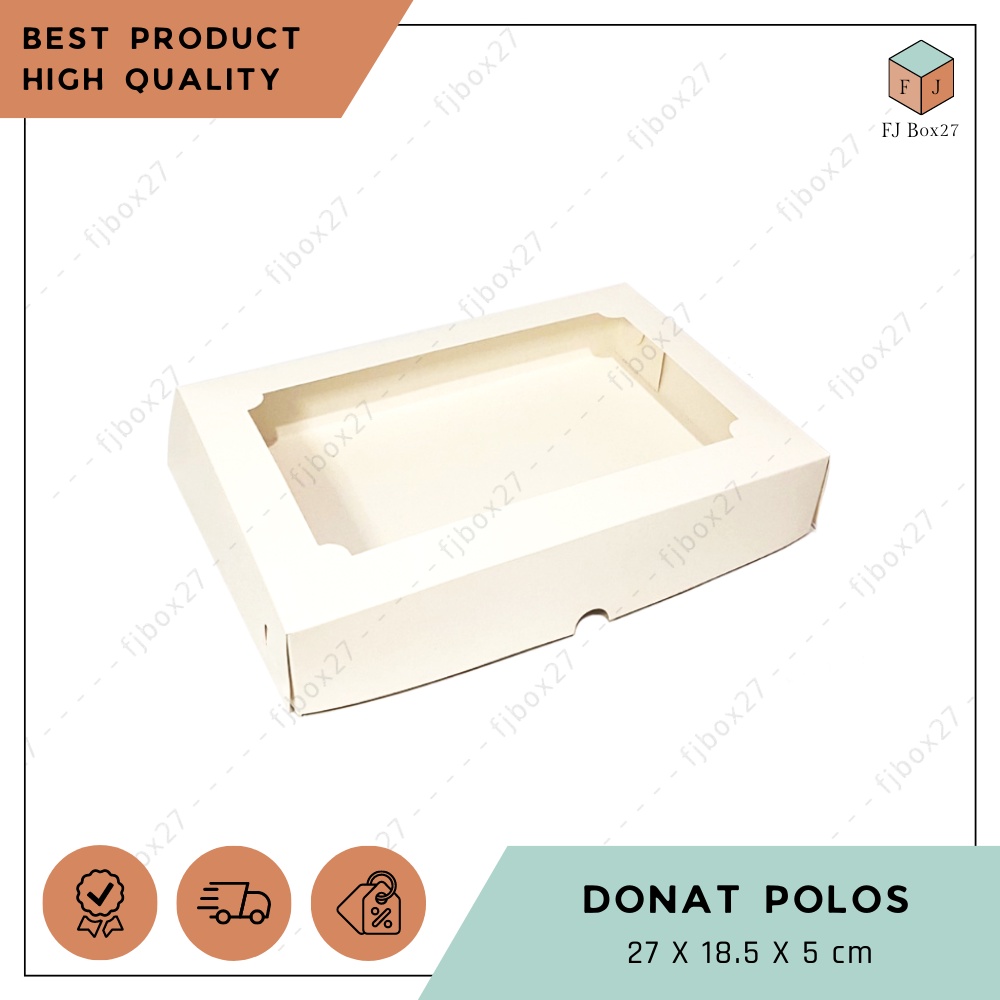 (10 pcs) BOX DONAT POLOS IVORY 27X18.5X5 CM / DUS ROTI / BOX DONUT / KEMASAN DONAT / DUS ROTI BAKAR 