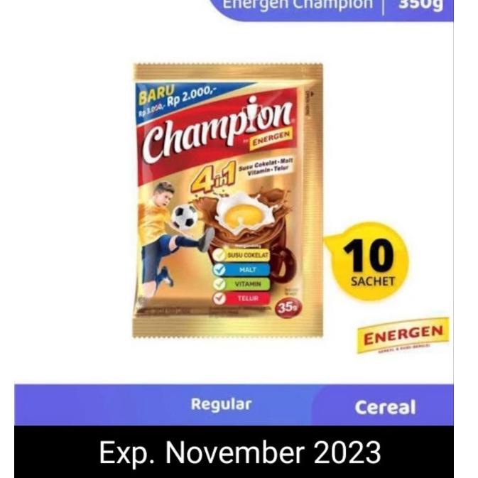 

[KODE T90Q7] Energen Champion 4 in 1, susu coklat, 10 saset @ 35 grm, Expire November 2023