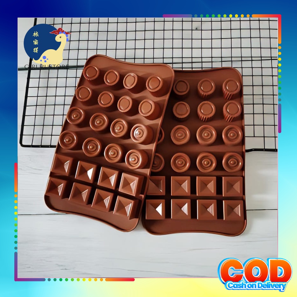 Cetakan Coklat 3 Motif Cetakan Molds Silicone tahan panas Serbaguna / Cetakan Coklat  24 Grid Coklat Pudding Jelly